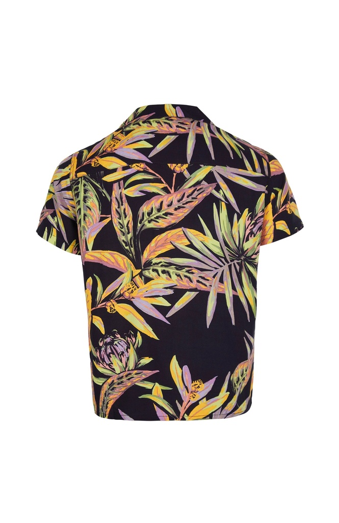 PRINT SHIRT BLACK TROPICAL FLOWER